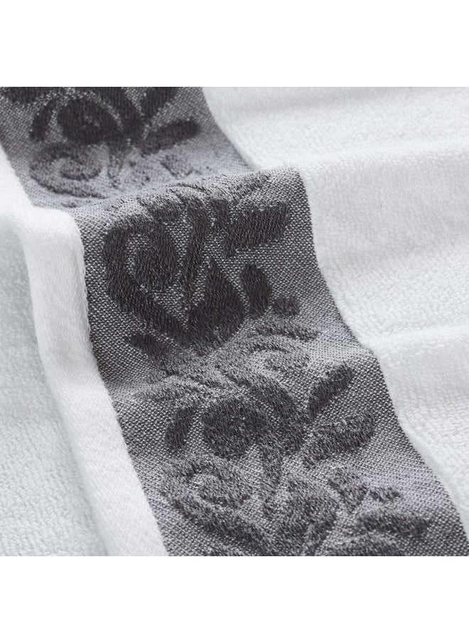 Modern Threads 600 GSM 6-Piece Towel Set with Filgree Jacquard Border Charcoal  - Image 4