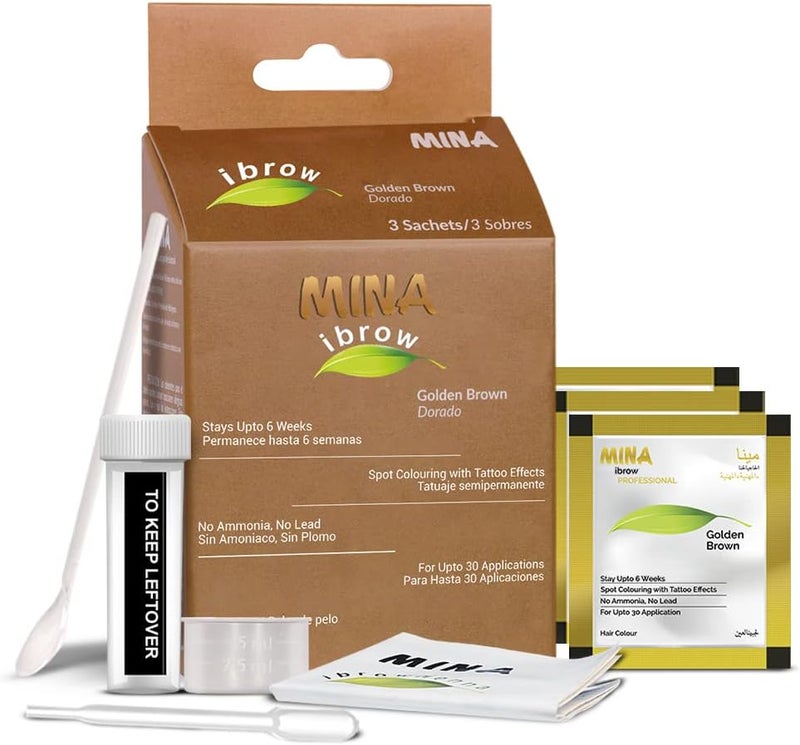 MinaiBrow Mina ibrow Henna Golden Brown Regular Pack & Tinting Kit for Hair Dye - Image 1