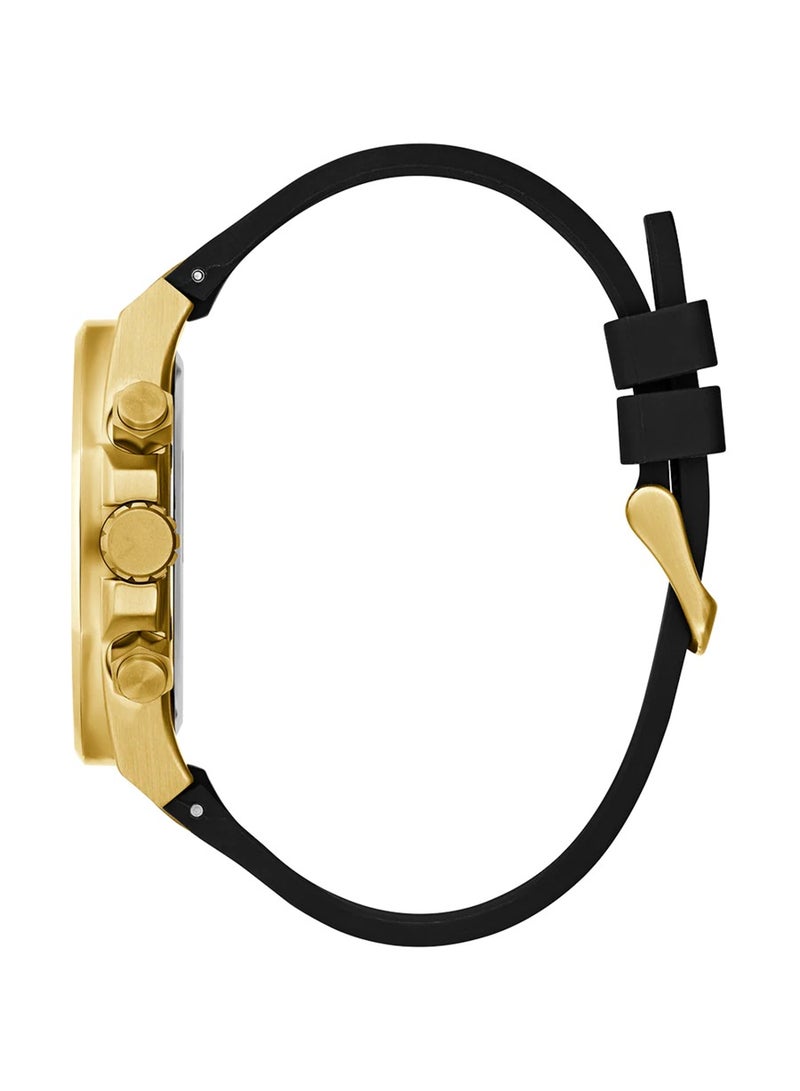 GUESS Men's Empire Black Gold Tone Multi-function Silicone Band Watch GW0583G2 - 46mm - Image 2