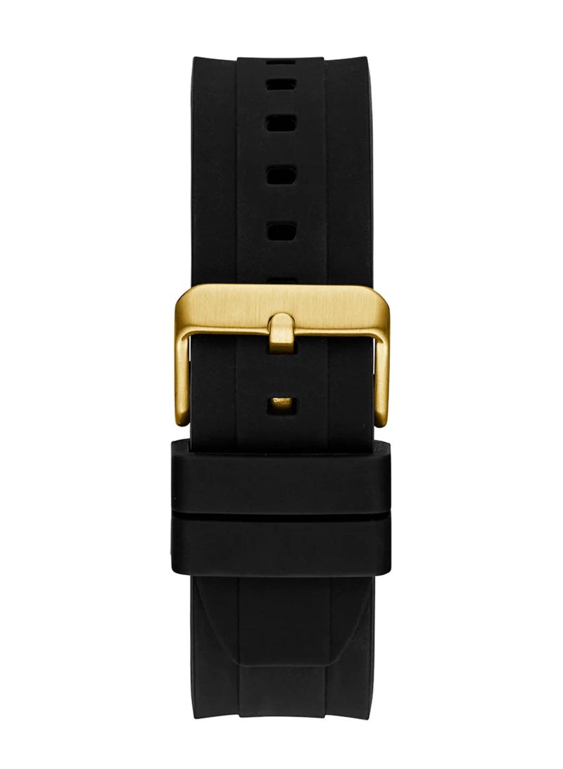 GUESS Men's Empire Black Gold Tone Multi-function Silicone Band Watch GW0583G2 - 46mm - Image 3