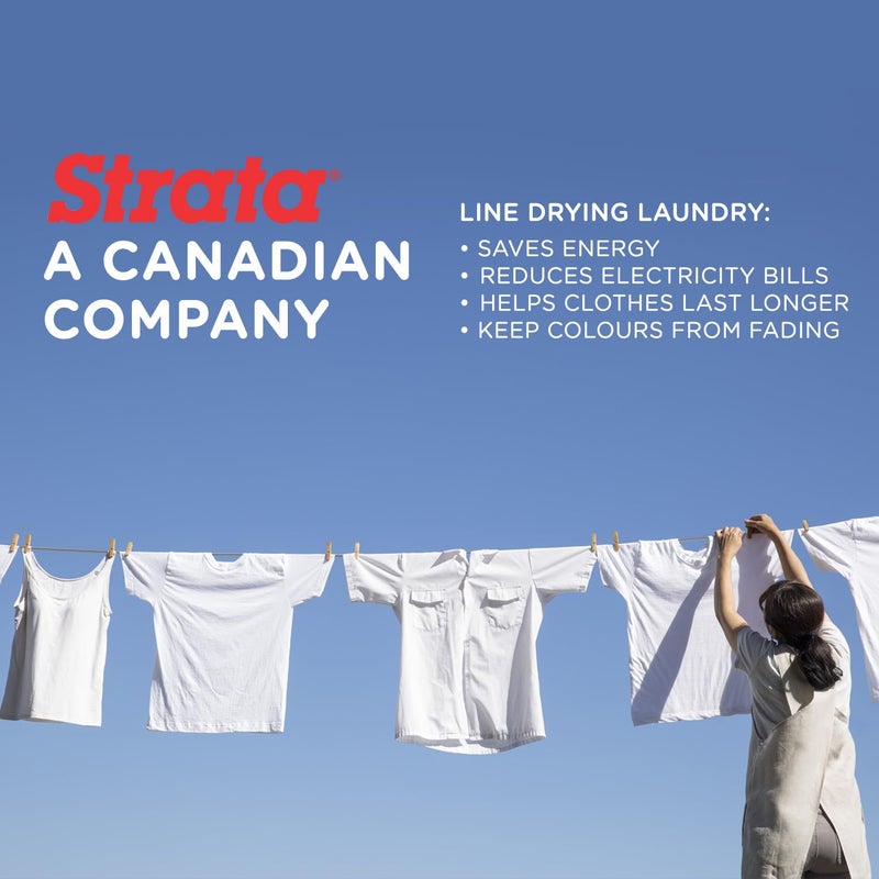 Strata Clothesline Outdoor Super Heavy Duty Kit - 150ft Galvanized Wire Silver PVC Coating, 6.5" Clothes line Pulley 2pcs, Metal Mini Winch Tightener 1pc, Plastic Spreader/Spacer 1pc & 2 Metal Hooks - Image 4