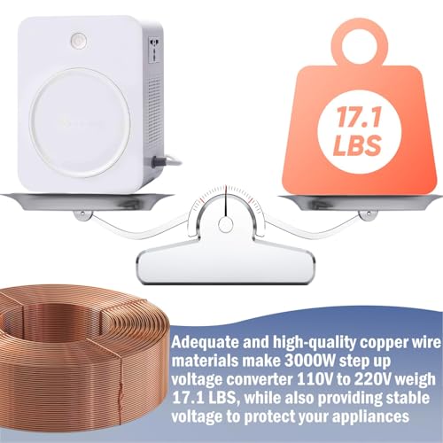 tonchean Step Up Voltage Converter 110V to 220V 3000W Heavy Duty Power Converter Transformer with Input Power Cable Step Up Transformer 110v to 220v for Using 220V Asia Euro Appliance in US - Image 2