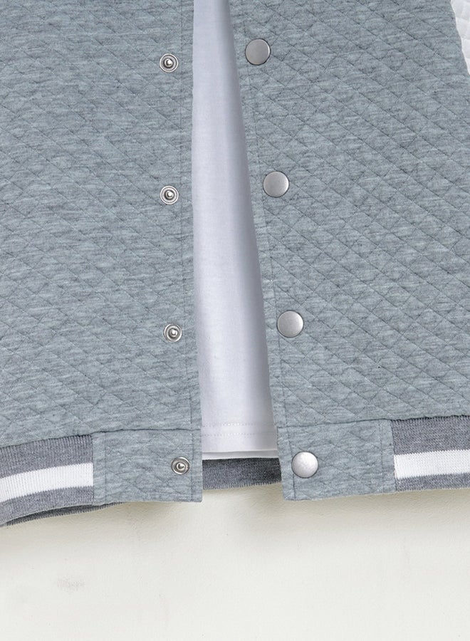 Take Two Grey Color Block Button Up Jacket - Image 5