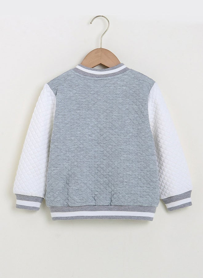 Take Two Grey Color Block Button Up Jacket - Image 3