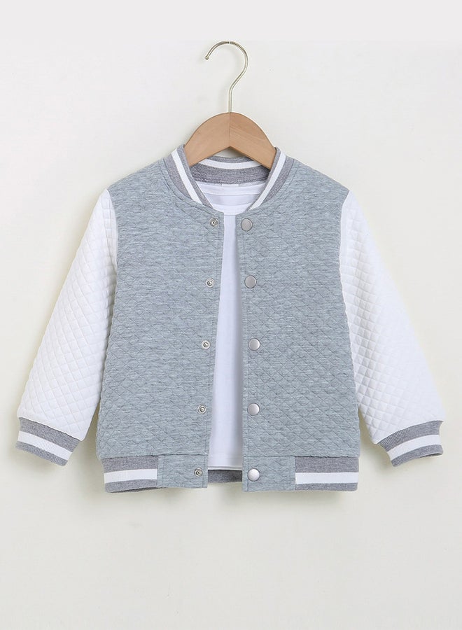 Take Two Grey Color Block Button Up Jacket - Image 2