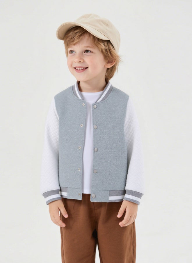 Take Two Grey Color Block Button Up Jacket - Image 1