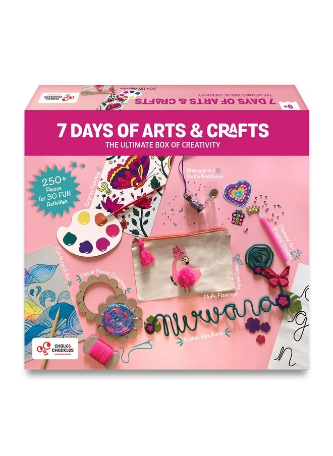 CHALK AND CHUCKLES - 7 Days Of Art And Craft Kit For Kids Age 8-12, 30 Diy Activities-Diamond Art Stickers, Painting, Scratch Art, Birthday Gift For Girls, Boys 9, 10, 11, 12-15 Years - Image 1