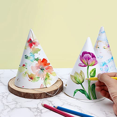Festiko White Cone Hats, 30 PCS Party Hats, DIY Crafts, Kids & Adult - Image 3