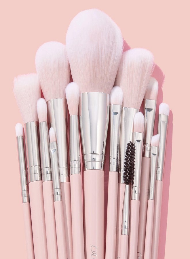 ColourPop Smoke 'N Roses Brush Roll Face & Eye Brush Set - Face & Eye Makeup Set - Made with Luxe Synthetic Vegan Bristles - Includes Holder (14 Count) - Image 2