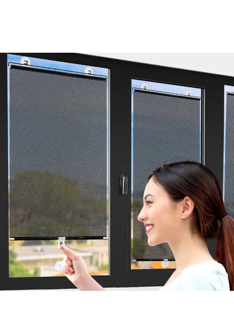 BLUE CORAL Blue Coral Blackout Portable Suction Curtains Curtains Cup Office Blinds Blinds Retractable Punch Free Roller Home Sunshade Window Balcony Sun Shade Nail Free (Black)  - Image 4