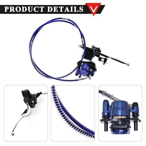 PRO BAT Rear Hydraulic Disc Brake Caliper Hand Brake Master Cylinder Caliper with Brake Pads Assembly for 50cc 70cc 90cc 110cc 125cc Taotao Buyang Coolster Baja Chinese Quad Bike ATV, Blue - Image 3