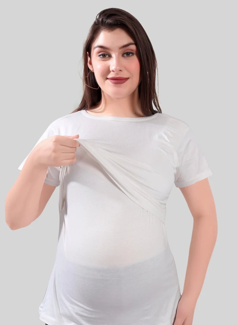 TUMMY Maternity & Nursing Pull On Top - White