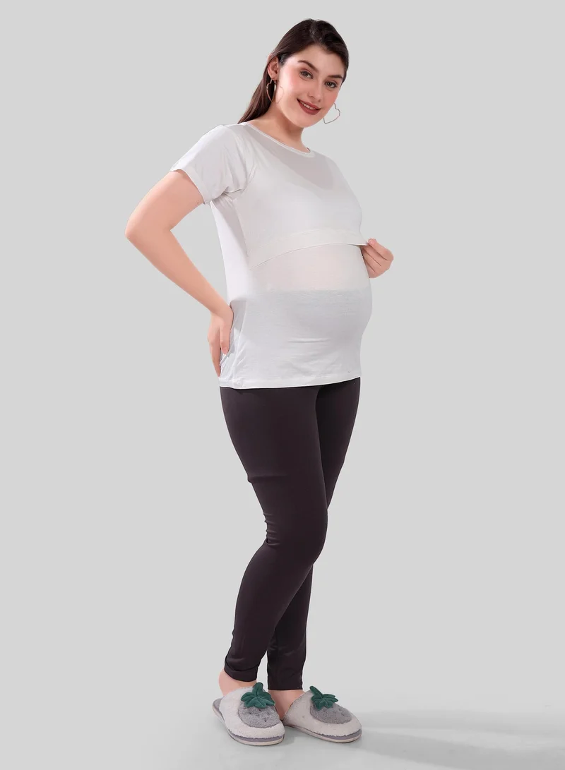 TUMMY Maternity & Nursing Pull On Top - White
