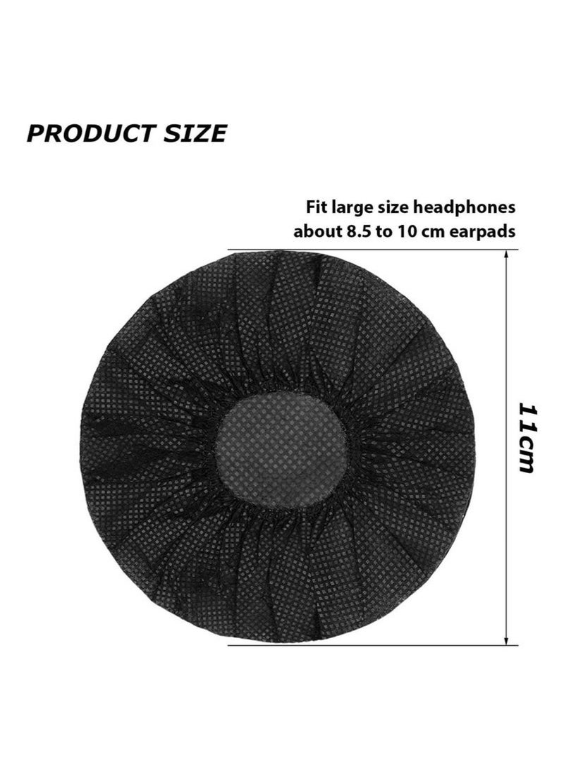 GIFT 100 Pieces Black Disposable Non-Woven Headphone Covers - Sanitary Ear Pad Covers, Dust-Proof, 10-12cm - Image 2