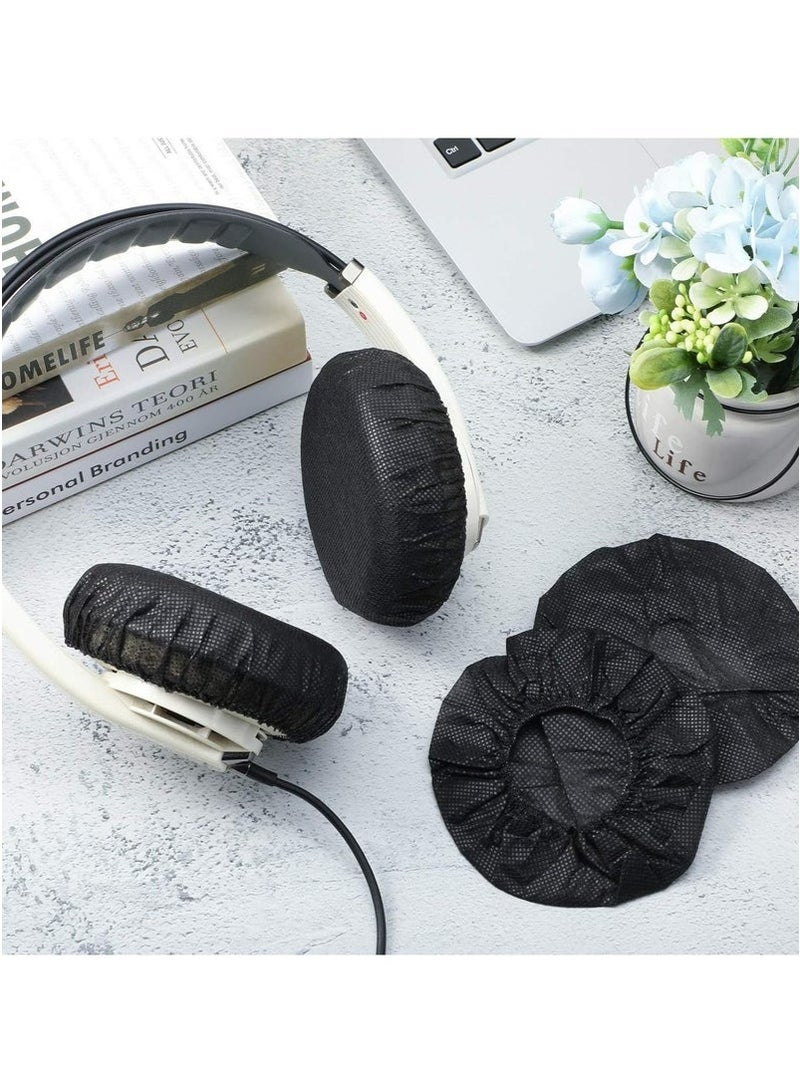 GIFT 100 Pieces Black Disposable Non-Woven Headphone Covers - Sanitary Ear Pad Covers, Dust-Proof, 10-12cm - Image 5