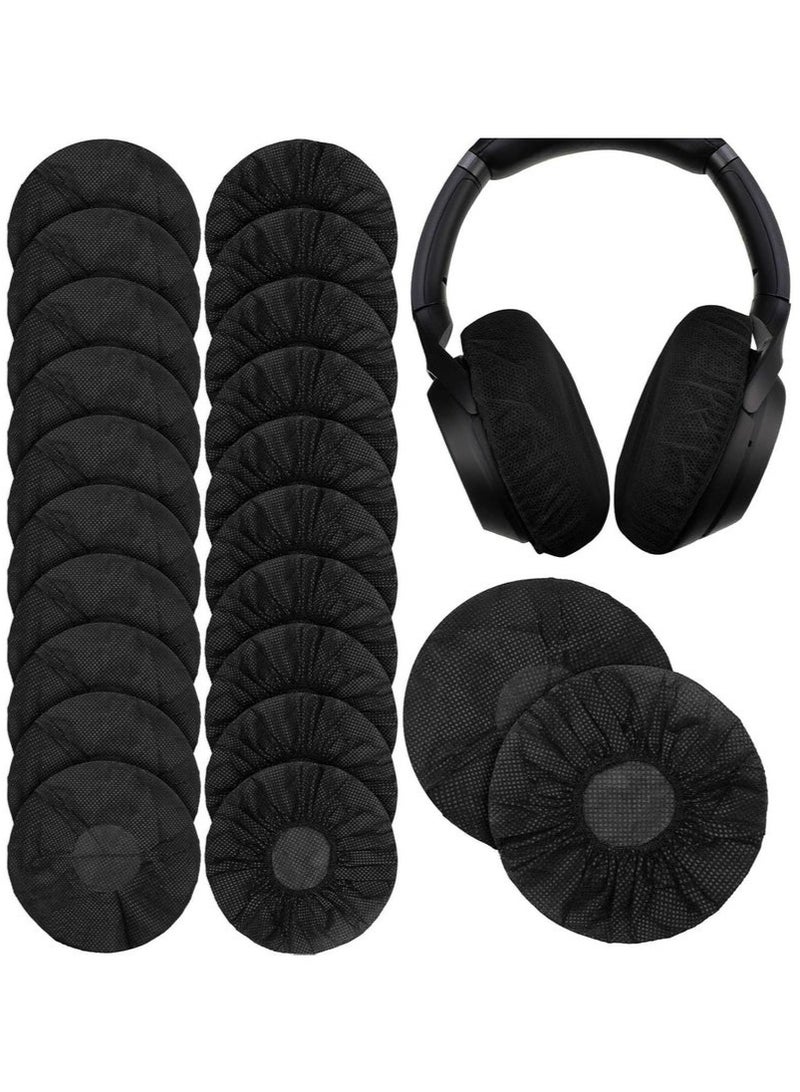 GIFT 100 Pieces Black Disposable Non-Woven Headphone Covers - Sanitary Ear Pad Covers, Dust-Proof, 10-12cm - Image 1