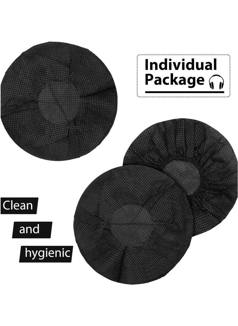 GIFT 100 Pieces Black Disposable Non-Woven Headphone Covers - Sanitary Ear Pad Covers, Dust-Proof, 10-12cm - Image 4