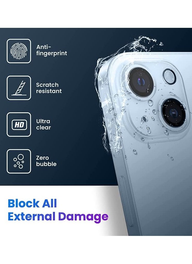 Generic - 3D Waterproof Tempered Glass Compatible With IPhone 15  Camera Lens Protective Film Sticker Compatible with Apple iPhone 15 Graffiti Clear - Image 1