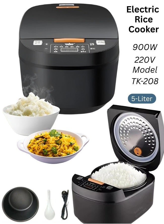 Electric Rice Cooker 900W Power Rice Cooking Machine Non-Stick 220-240V, Cooking Pot Large Capacity 5L Multi-Use Cooker for Rice, Stews, Brown rice, Soup & Everyday Meals - Image 1
