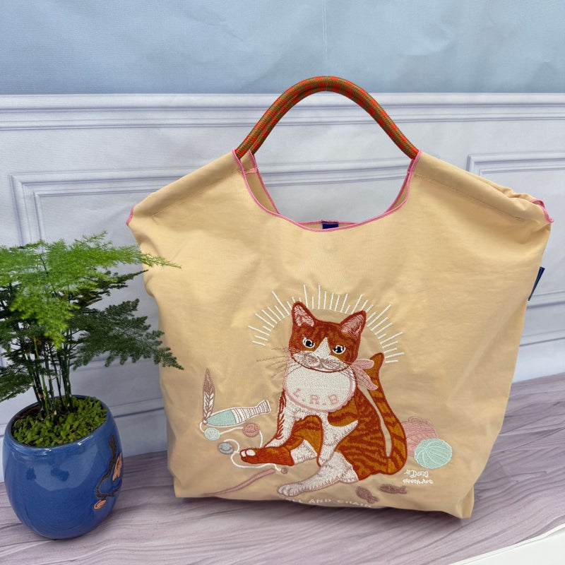 Ball Chain Japanese High Quality Eco-Friendly Shopping Bag Embroidered Hand Canvas Bag Nylon Shopping Bag - Image 1