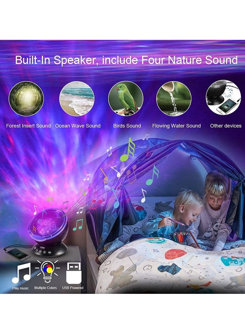 Luckam Ocean Wave Projector Night Light with Remote Control Timer USB Music Speaker Child Bedside Lights Baby Gifts with Selectable Colors for Bedroom Party Birthday Holiday Decoration - Image 2