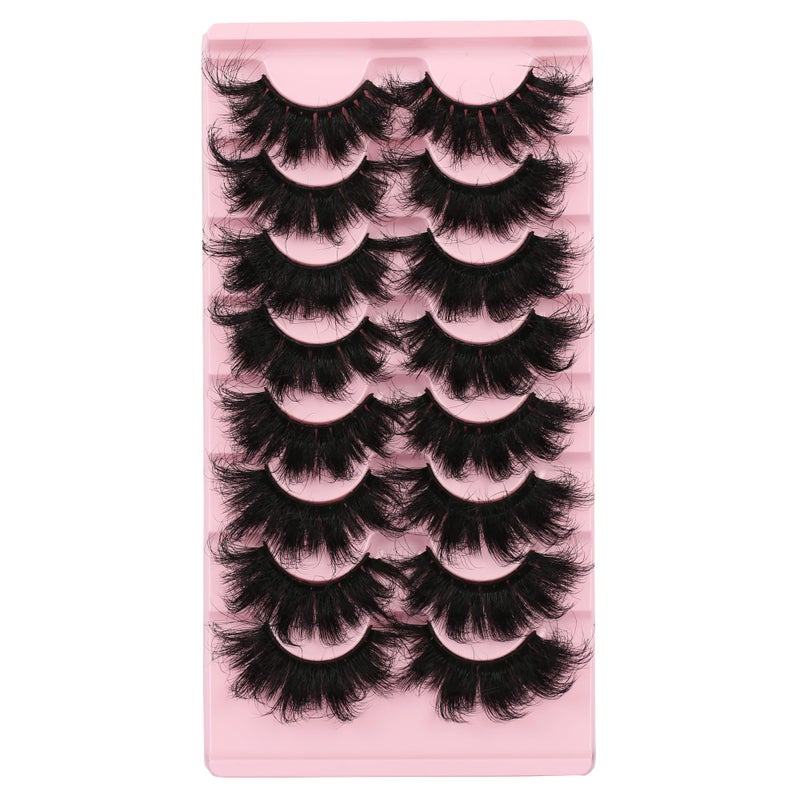 Gmagictobo False Eyelashes Dramatic 25MM Lashes 3D Faux Mink Lashes Wispy Pack Long Thick Volume Soft Strips False Lashes 8 Pairs Multipack - Image 1