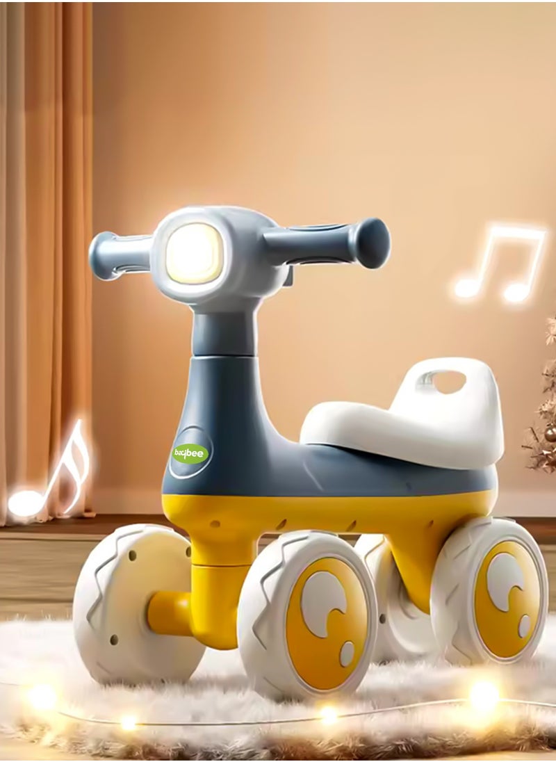 BAYBEE - Wiggle Baby Ride on Car for Kids, Ride on Baby Car with Lights, Music & Storage Space | Kids Push Car for Baby | Push Ride on Car for Kids Toddlers 1 to 3 Years Boys Girls Yellow Blue - Image 1