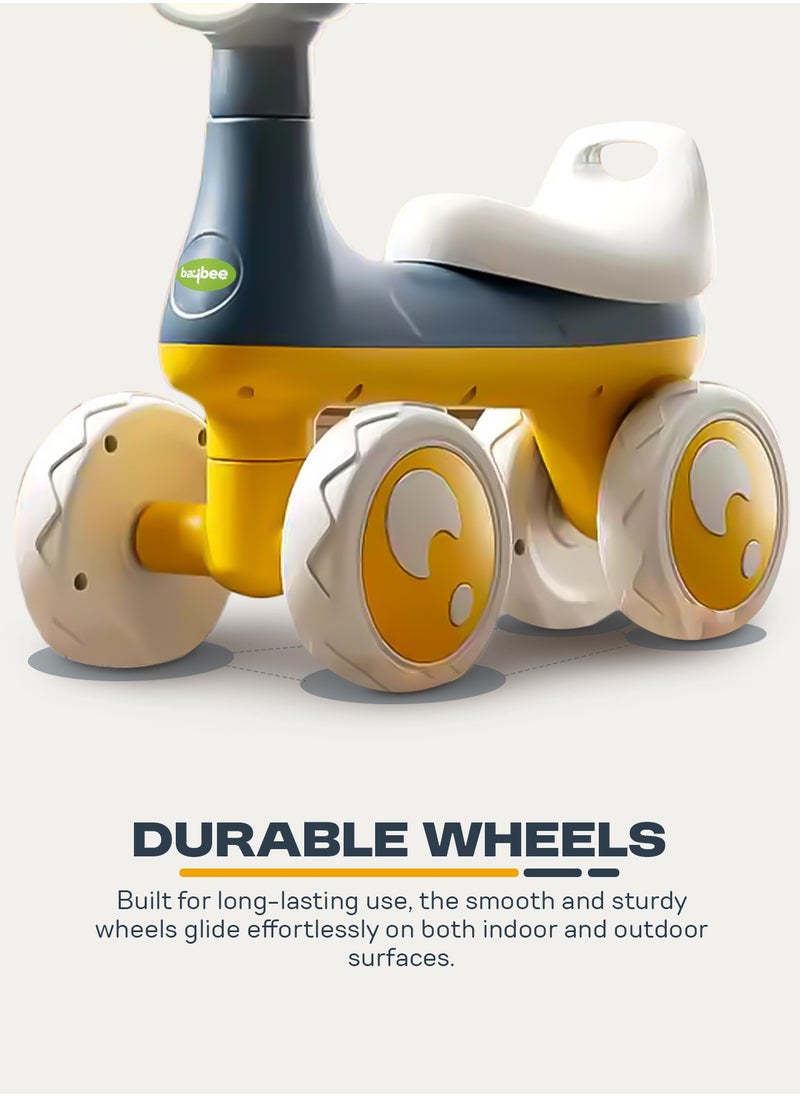 BAYBEE - Wiggle Baby Ride on Car for Kids, Ride on Baby Car with Lights, Music & Storage Space | Kids Push Car for Baby | Push Ride on Car for Kids Toddlers 1 to 3 Years Boys Girls Yellow Blue - Image 1