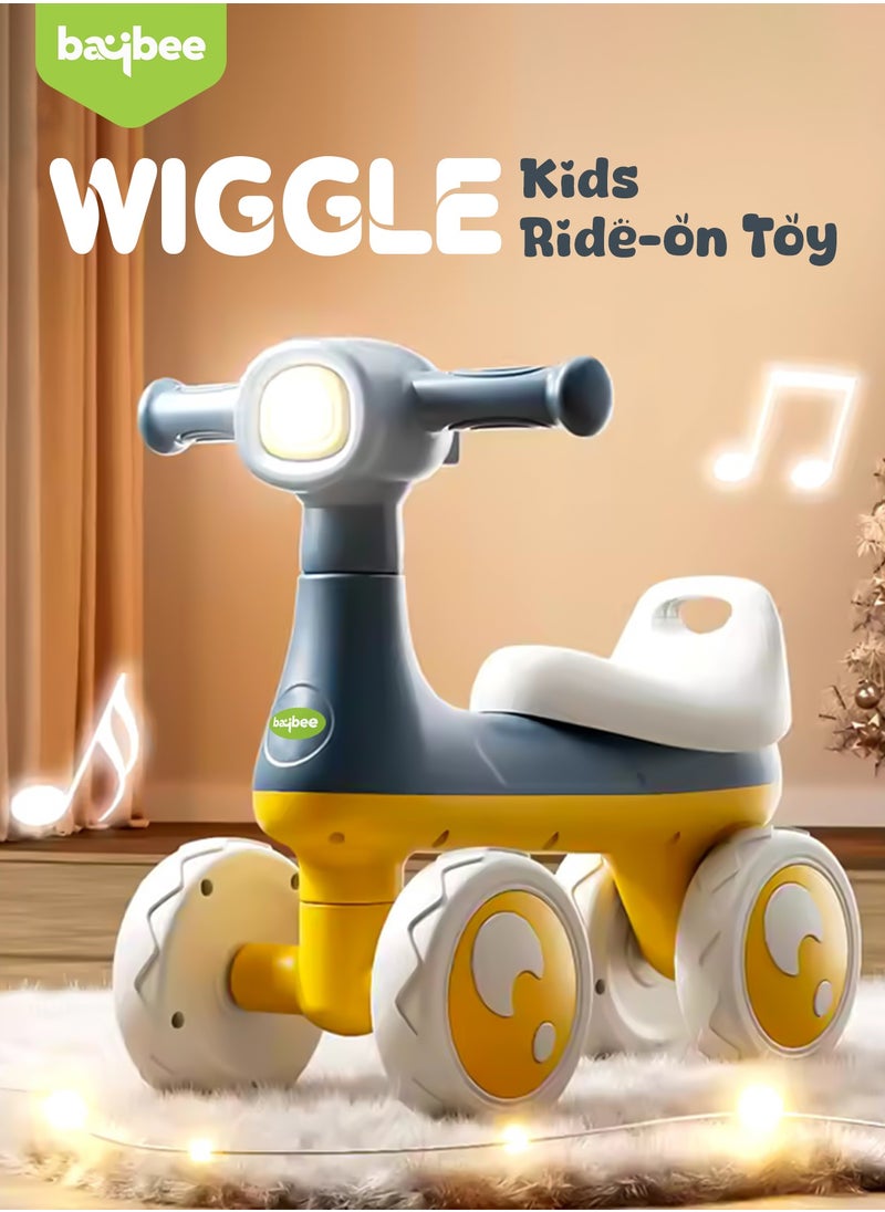 BAYBEE - Wiggle Baby Ride on Car for Kids, Ride on Baby Car with Lights, Music & Storage Space | Kids Push Car for Baby | Push Ride on Car for Kids Toddlers 1 to 3 Years Boys Girls Yellow Blue - Image 1