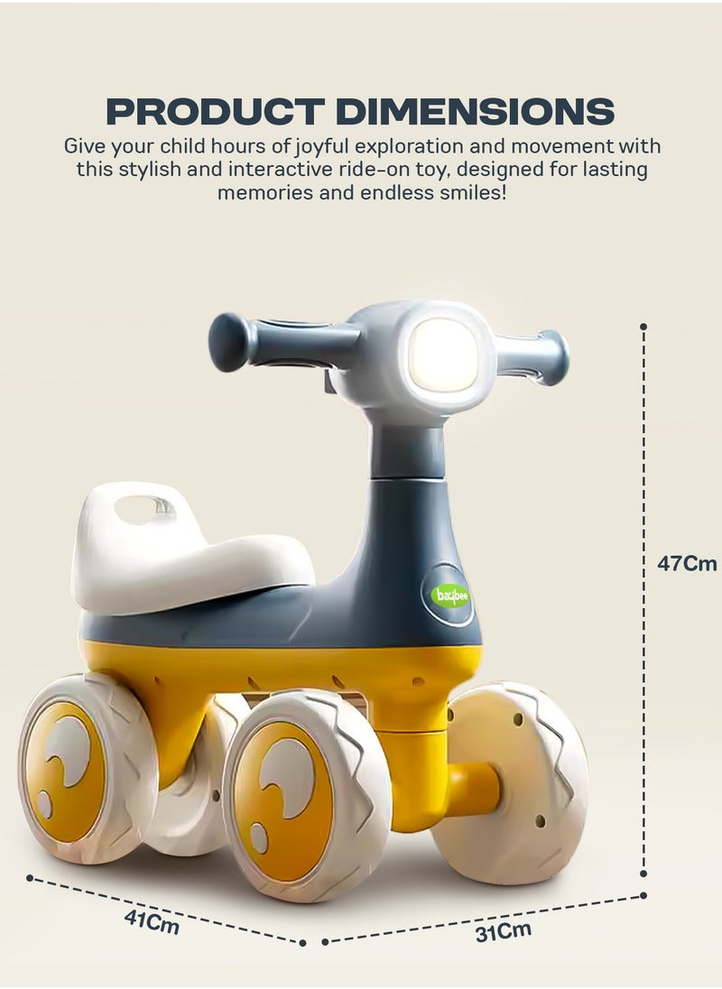 BAYBEE - Wiggle Baby Ride on Car for Kids, Ride on Baby Car with Lights, Music & Storage Space | Kids Push Car for Baby | Push Ride on Car for Kids Toddlers 1 to 3 Years Boys Girls Yellow Blue - Image 1
