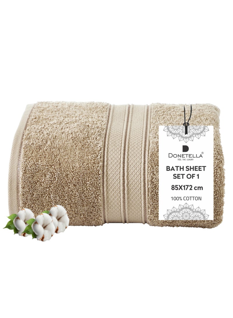 Donetella Premium 100 % Combed Cotton 1-Pcs Bath Sheet (85 X 172 CM) 600 GSM Large Towel, Highly Absorbent, Quick Dry,Best Towel for Bathroom, Spa And Hotel,White - Image 1