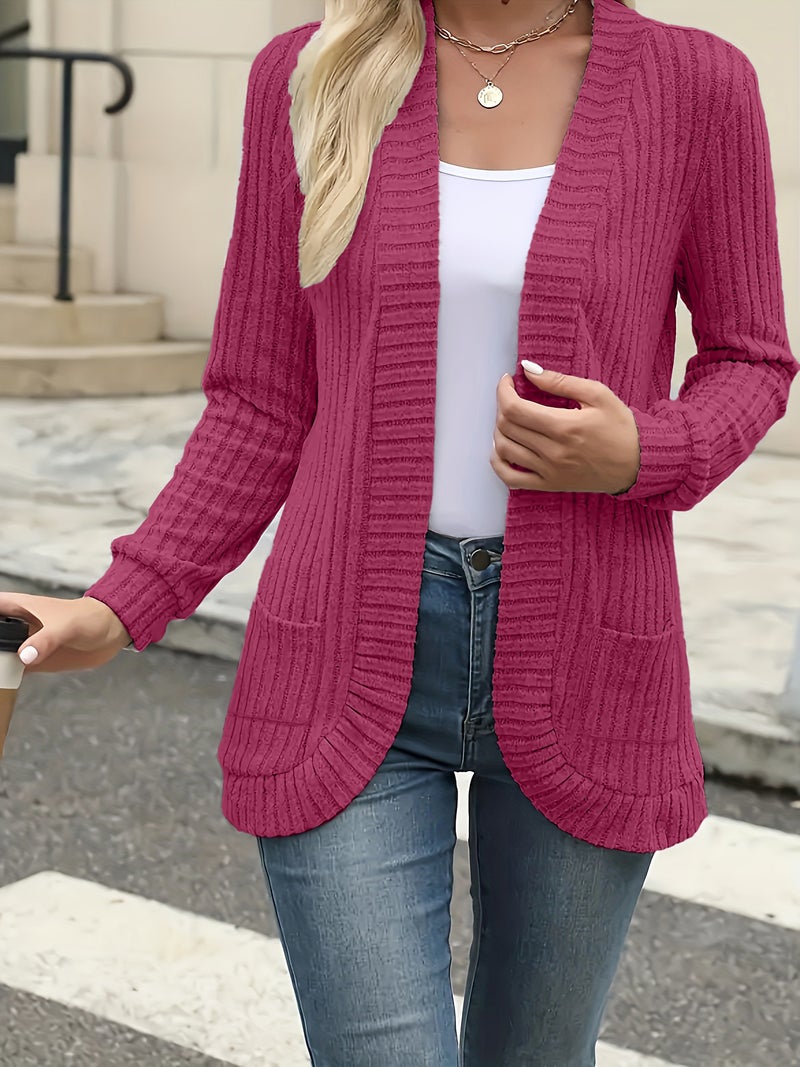 2024 Autumn New Explosions Solid Color Pit Scrub Casual Stitching Long Sleeve Cardigan Jacket - Image 3