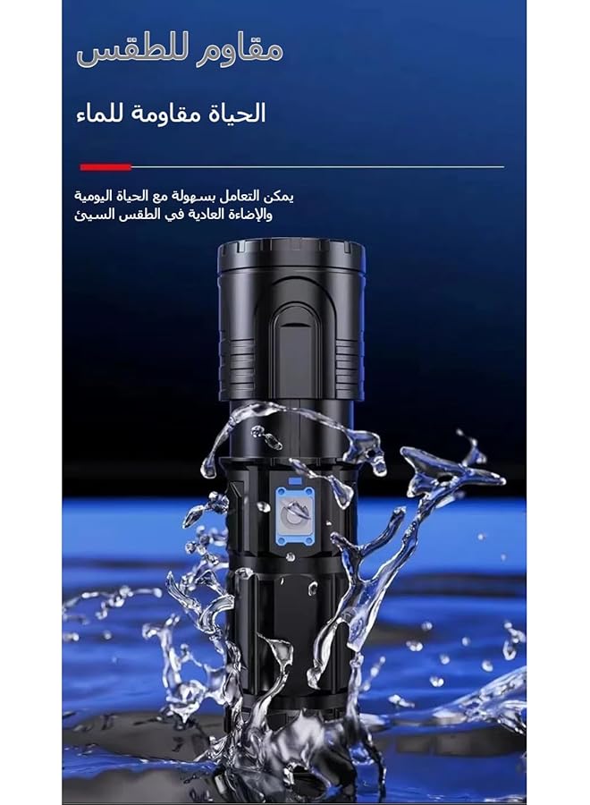 USB Rechargeable Power Bank Flashlight 3000m Laser Beam 15000mAh Zoomable LED Tactical Flashlight for Outdoor Camping Emergency， includes a mini flashlight - Image 4