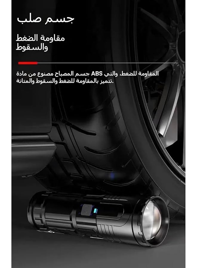 USB Rechargeable Power Bank Flashlight 3000m Laser Beam 15000mAh Zoomable LED Tactical Flashlight for Outdoor Camping Emergency， includes a mini flashlight - Image 2