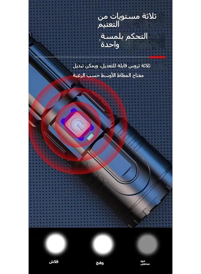 USB Rechargeable Power Bank Flashlight 3000m Laser Beam 15000mAh Zoomable LED Tactical Flashlight for Outdoor Camping Emergency， includes a mini flashlight - Image 3