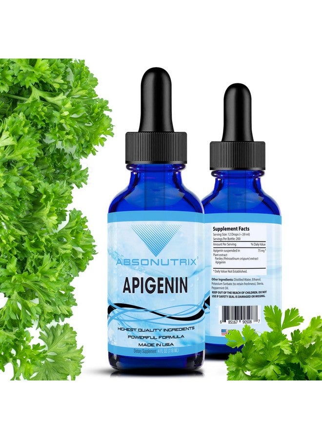 Absonutrix Apigenin 75 mg per Serving, 4 Fl Oz Bottle, 200 Potent Servings, Made in USA, Quick Absorption, Quality Potent Ingredients, Non-GMO, GMP Certified Facility, Cruelty-Free Products - Image 1
