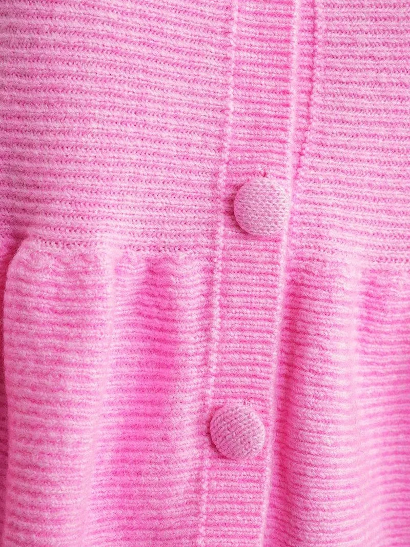 MixRay Powder Pink Mixray Frilly Knitwear Cardigan with Crew Neck for Women | Best Price UAE