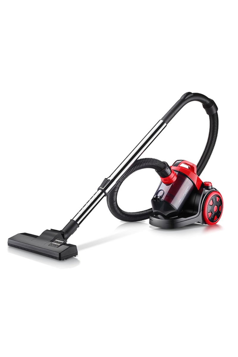 Denx Multi-Cyclonic Bagless Corded Canister Vacuum Cleaner, 2.2 L Capacity, Variable Speed, 4.2m Cord, Convenient Storage, 2.2 L 1200 W  Black/Red - Image 1