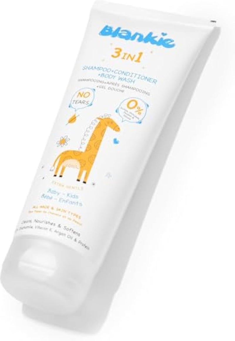 Blankie Baby Shampoo + Conditioner + Body Wash 3 in 1 – Soft Formula Enriched with Chamomile & Argan Oil – Tear-Free & Sulfate & Paraben Free – 200ml I from Al Safwa Pharmacy - Image 4