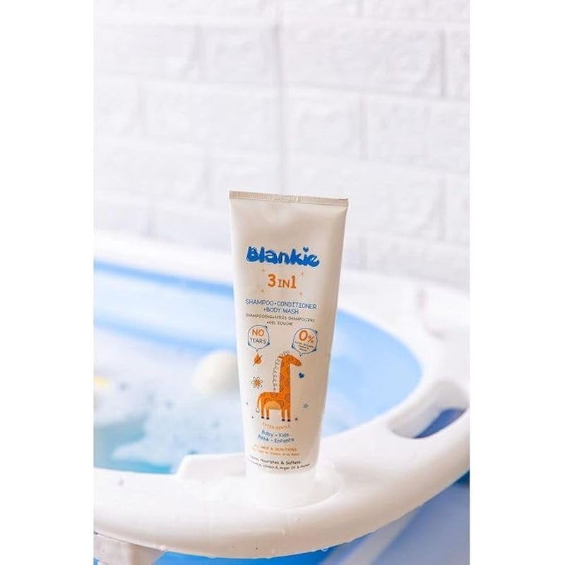 Blankie Baby Shampoo + Conditioner + Body Wash 3 in 1 – Soft Formula Enriched with Chamomile & Argan Oil – Tear-Free & Sulfate & Paraben Free – 200ml I from Al Safwa Pharmacy - Image 2