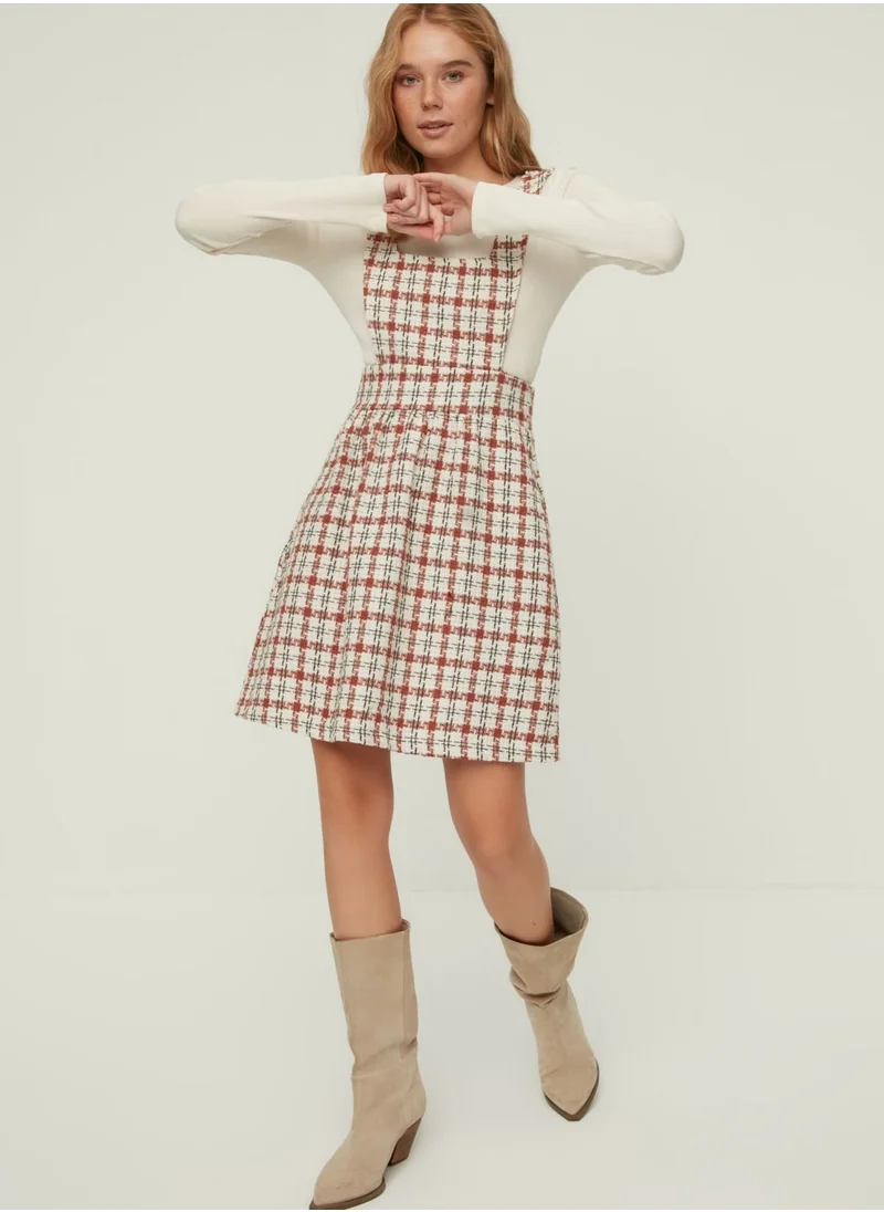 trendyol Checked Knitted Dress