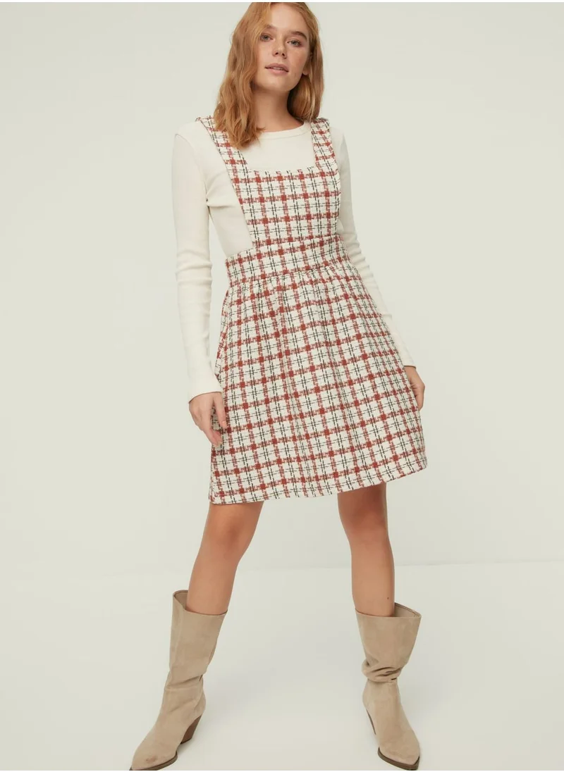 trendyol Checked Knitted Dress