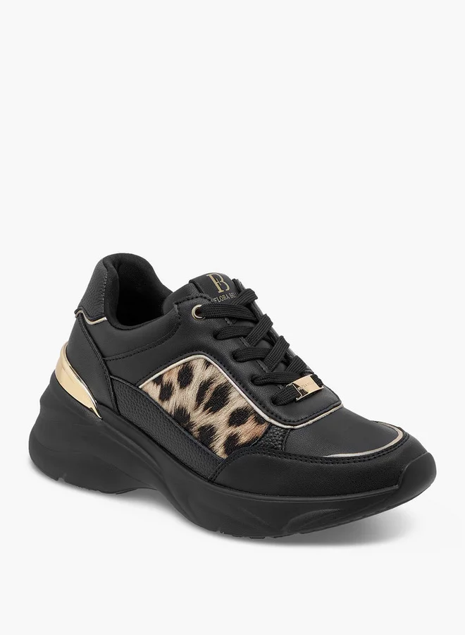 فلورا بيلا من شو إكسبرس Women's Animal Print Sneakers with Lace-Up Closure and Chunky Heels