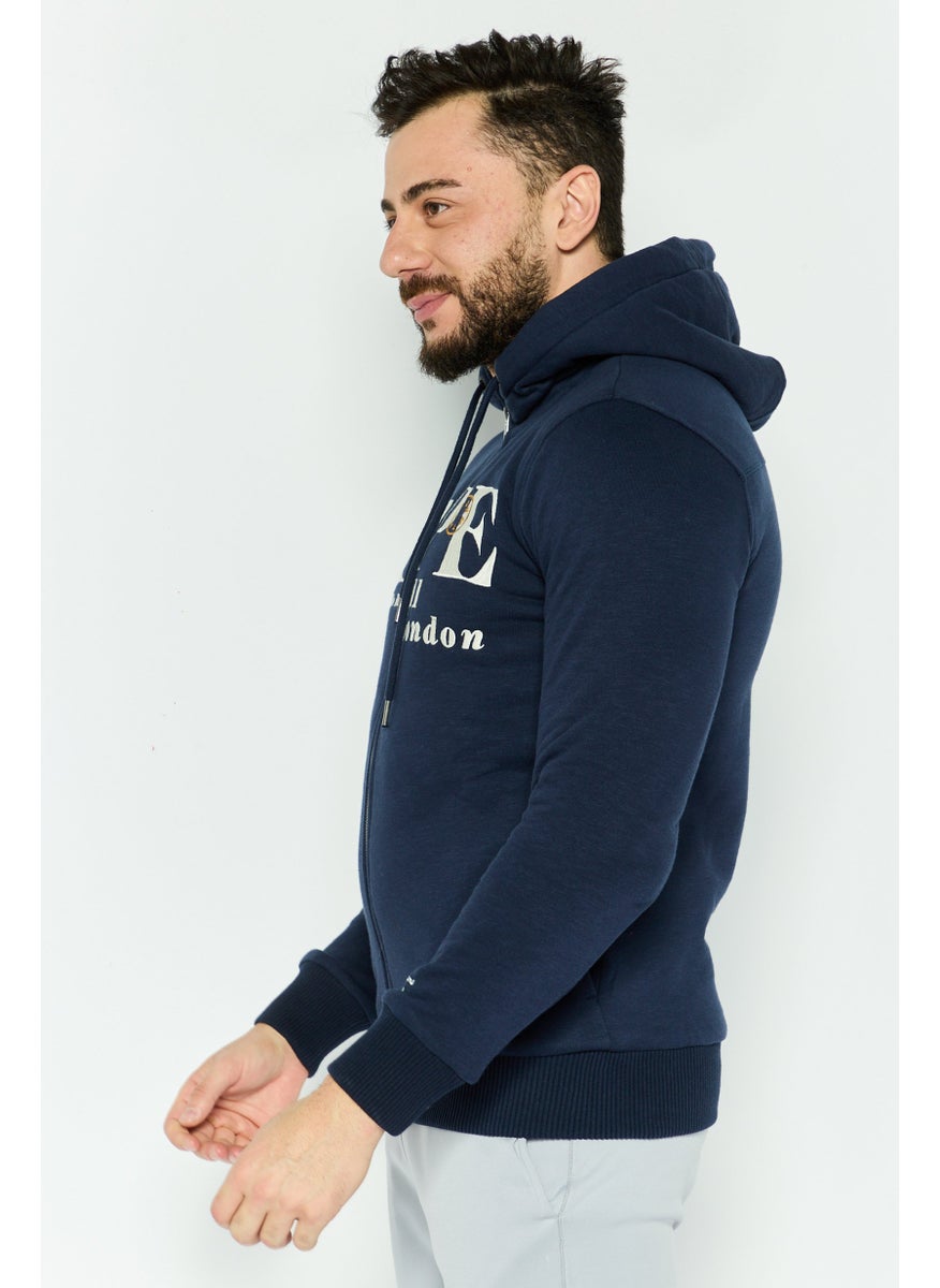 Pepe Jeans Men Hooded Long Sleeve Embroidered Full Zip Sweatshirt, Navy  - Image 3