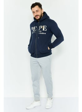 Pepe Jeans Men Hooded Long Sleeve Embroidered Full Zip Sweatshirt, Navy  - Image 2