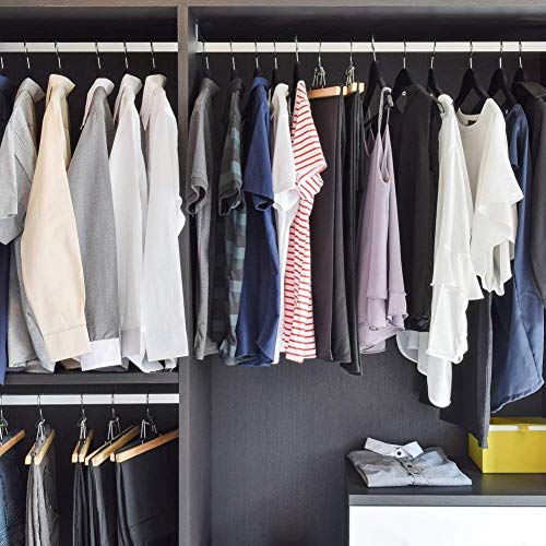 ZEPOLI Wooden Hanger for Clothes Hanging Wardrobe | Water Resistant and Moist Free | Non-Slip Bar and Precisely Cut Notches, 360 Degree Swivel Chrome Hook (12 Pack, Black) - Image 3