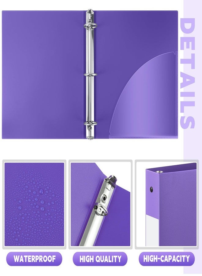 Skyygemm 12 Pack 1 Inch 3 Ring Plastic Binders, Bulk Flexible PP Binders for Classroom & School Supplies, Letter Size 8.5 x 11, Holds 240 Sheets with Interior Pocket (Purple) - Image 3