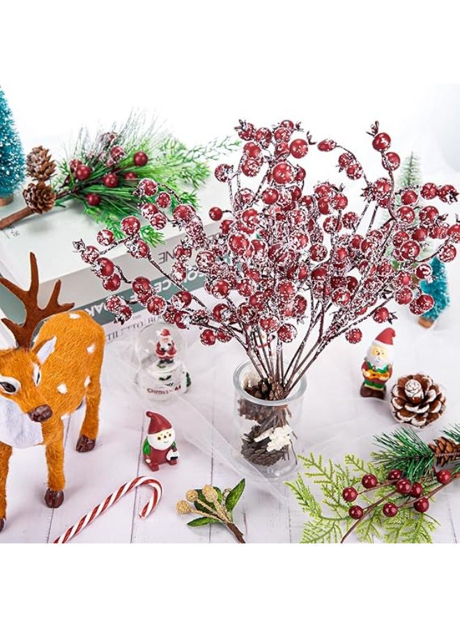12 Pack Christmas Artificial Red Berry Picks - Image 3