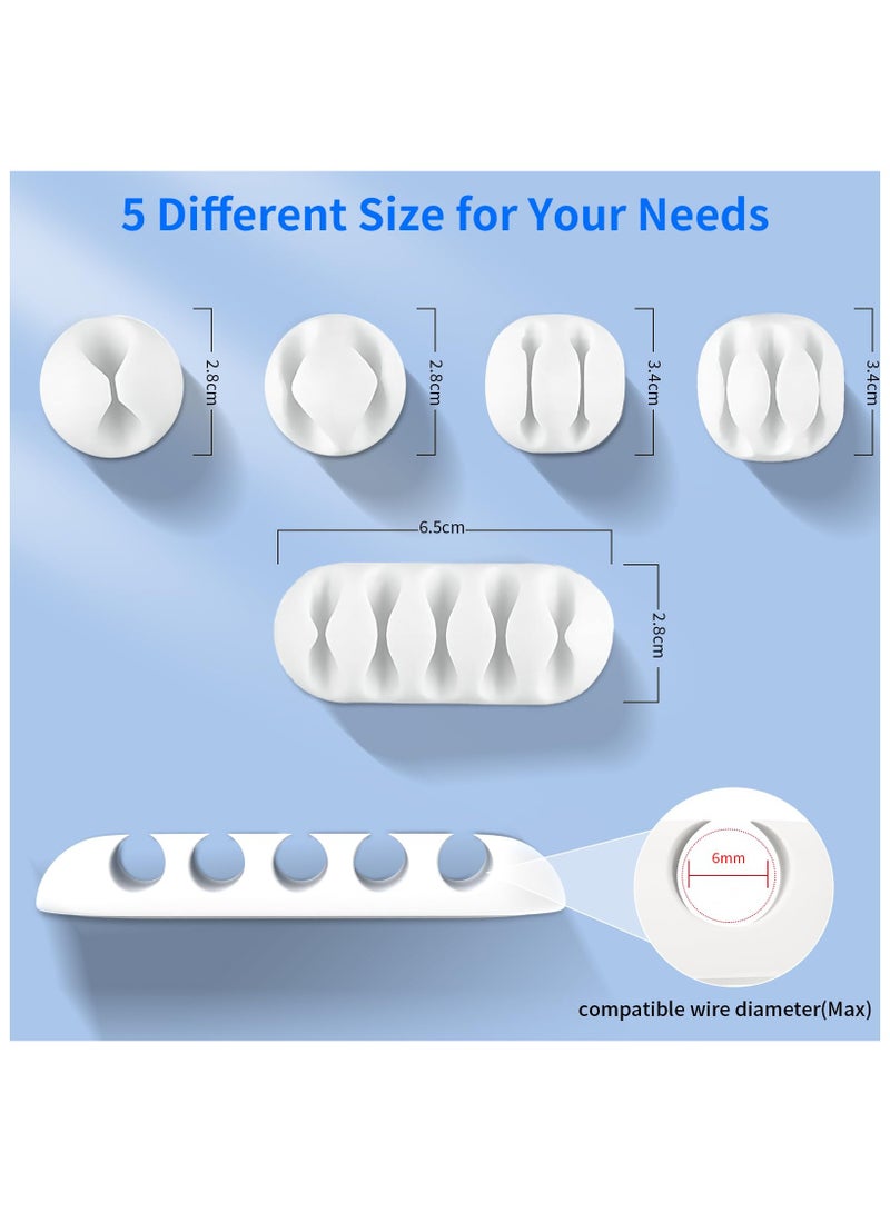 SYOSI Cable Holder Clips 10Pcs, Cable Clips Ties Straps10Pcs, Management Self Adhesive Cable Tidy Wire Clips, Desktop Wire Holder, Cord Organizer for Car, Office and Home Holder Cord Organiser -White - Image 4