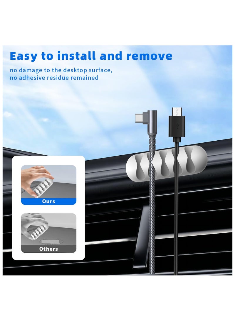 SYOSI Cable Holder Clips 10Pcs, Cable Clips Ties Straps10Pcs, Management Self Adhesive Cable Tidy Wire Clips, Desktop Wire Holder, Cord Organizer for Car, Office and Home Holder Cord Organiser -White - Image 5